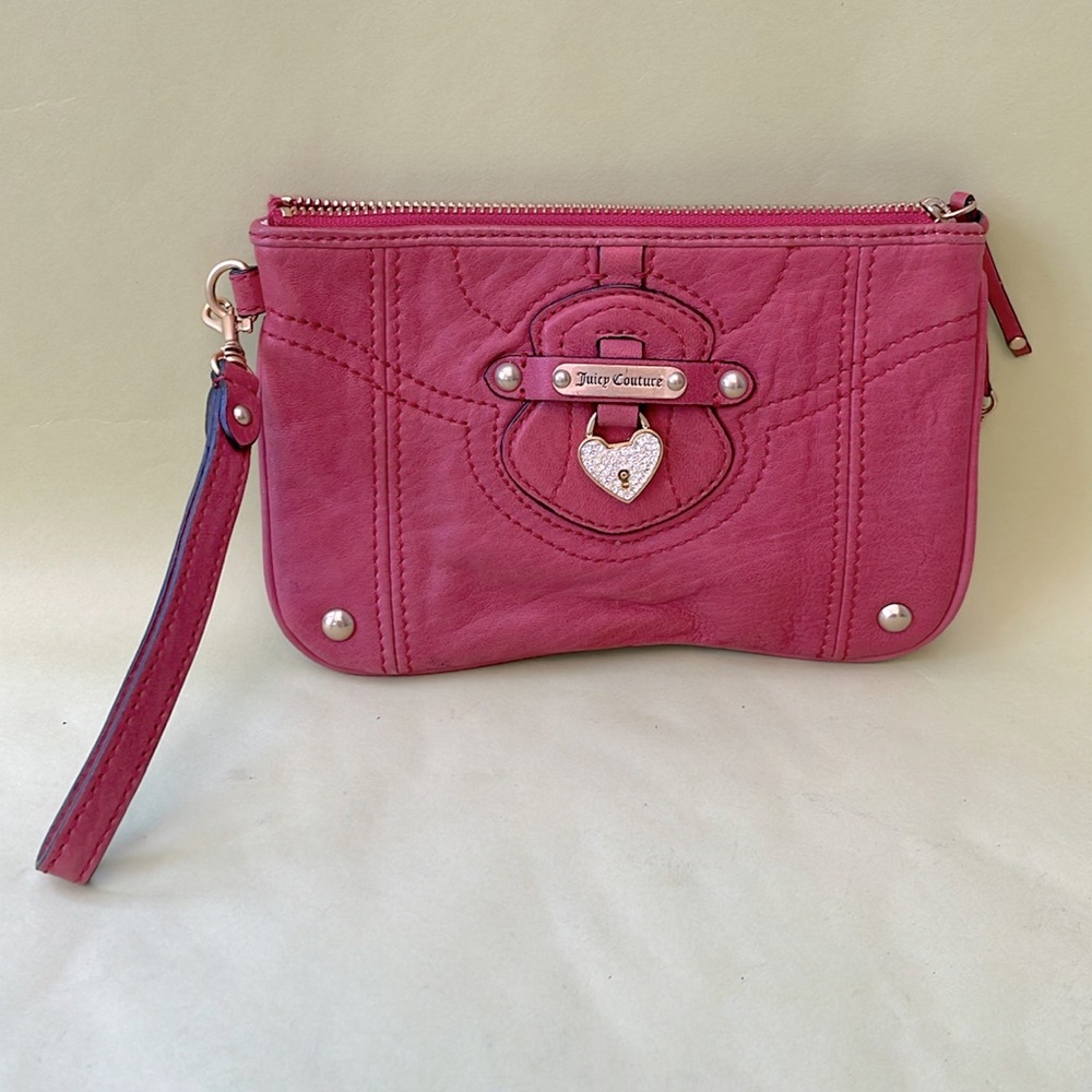 New vintage dusty pink/gold Juicy Couture leather wristlet